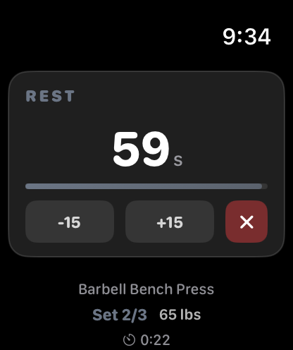 Rest timer on Apple Watch