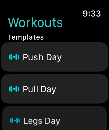 Workout templates on Apple Watch